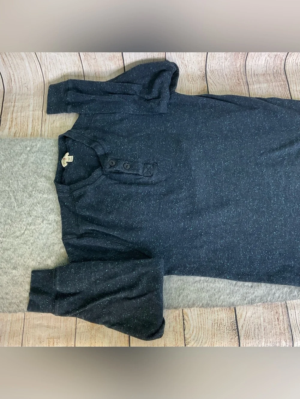 J. Crew Men's Navy Heathered Henley Knit Sweater 100% Cotton Size M